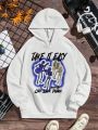 Teen Boys' Casual Slogan & Skull Pattern Long Sleeve Hoodie, Suitable For Autumn And Winter