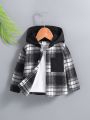 Plaid Hooded Jacket For Baby Boys