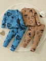 Autumn New Style Baby Boys' Cute Printed Tight-Fitting Long Sleeve Pants Homewear Set