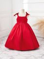 SHEIN Baby Girls' Bowknot Decorated Formal Dress