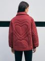 Anewsta Women'S Heart Applique Quilted Padded Jacket
