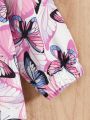Baby Girls' Spring Purple Butterfly Fun Print Daily Casual Cute Long Sleeve Jacket