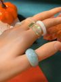 6pcs/set Transparent Resin Chunky Rings, Unique Swirl Pattern Irregular Shape Statement Rings (hand-dyed, Each Ring Has A Unique Pattern And May Vary In Color)