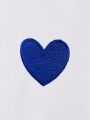 Teen Girls' Embroidered Heart Round Neck Sweatshirt