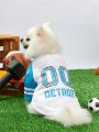 PETSIN Pet Sports Jersey, Detroit Number Print, Bird's Eye Fabric, Cat & Dog Universal T-Shirt
