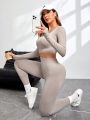 Yoga Trendy Women's Long Sleeve Top And Pants Sports Set