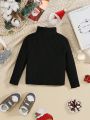 SHEIN Baby Boys' Casual High Neck, One-piece, Long-sleeve Sweater For Autumn And Winter