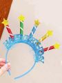 1pc Women's Blue Candle Shaped Plush Headband, Suitable For Party Photo Props, Cartoon Hair Accessories For Party