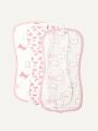 Cozy Cub 3pcs Baby Burp Cloths Set (leopard Print + Pink Cat + Cartoon Animal Head)