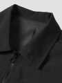 Men's Letter Patch Flap Pocket Zipper Front Jacket