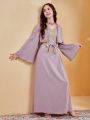 SHEIN Teen Girl'S Woven Patchwork Lace & Tassel Decor 2 In 1 Dress