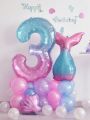 40-inch Fantasy Sky Themed Number Aluminum Film Balloon, Mermaid Birthday Party Decoration