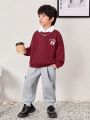 SHEIN Kids KDOMO Boys' Casual Sports Sweatshirt AndJoggers Set, Printed