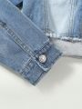 Teen Girl Flap Pocket Hooded 2 In 1 Denim Jacket
