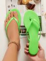 PU Leather Neon Lime Flip Flops