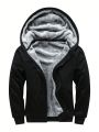 Manfinity Men's Plus Size Zipper Front Hooded Fleece Jacket