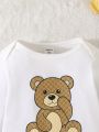 Baby Boy 1pc Bear & Letter Graphic Jumpsuit & 1pc Allover Print Jumpsuit