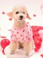 PETSIN 1pc Coral Fleece Pink Heart Print Pet Sweatshirt, Warm And Hat-Free, Suitable For Cats And Dogs