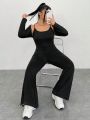 SHEIN Coolane Plus Size Women'S Two Piece Set Jumpsuit And Bolero Set