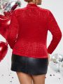 SHEIN Slayr Plus Size Women'S Stand Collar Long Sleeve T-Shirt