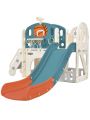 Merax Kids Slide Playset Structure, Freestanding Castle Climbing Crawling Playhouse with Slide, Arch Tunnel, Ring Toss, and Basketball Hoop, Toy Storage Organizer for Toddlers, Kids Climbers Playground