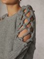 IMEXY Braided Cut Out Cable Knit Sweater