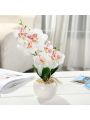 Artificial Butterfly Orchid with Pot, Table Decoration, Fake Plants for Home Bedroom Living Room Office Hotel Decoration, White