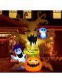 8 FT Halloween Inflatables Outdoor Dead Tree with Ghost, Pumpkin and Owl, Blow Up Yard Decoration with LED Lights Built-in for Holiday/Party/Yard/Garden