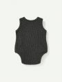 Cozy Cub Newborn Baby Boy Knitted Soft Solid Color With Star Printed Round Neck Sleeveless Romper Set, 2pcs