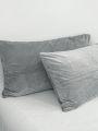 2pcs Light Grey Velvet Crystal Pillowcases, 1pair
