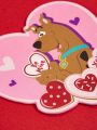 SCOOBY-DOO X SHEIN 2pcs Love Heart Dog-Shaped Pu Cup Coasters