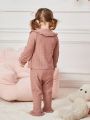 Baby Girl Cute Knitted Frilled Neck Comfortable Breathable Long Sleeve Top And Pants Homewear Set
