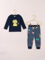 Baby Boys' Lion Pattern Home Clothes Set, Blue, 2pcs