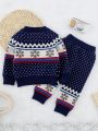 Baby Boy Geo Pattern Sweater & Knit Pants for Christmas