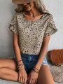 SHEIN LUNE Floral Print Petal Sleeve Shirt