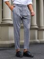 Men Plaid Print Slant Pocket Suit Pants