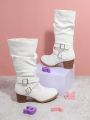 Children's White Versatile Fashion Boots