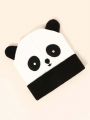 1pc Unisex Black & White Panda Y2k Style Warm Breathable Fashionable Knitted Hat, Suitable For Daily Outdoor Wear