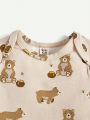 Cozy Cub Infant Boys' Cartoon Animal Pattern Round Neck Long Sleeve Overlapping 2pcs/Set