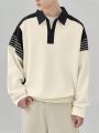 Manfinity Hypemode Men's Color Block Half-zipper Drop Shoulder Sweater