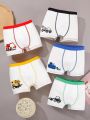 Young Boy 5pcs Cartoon Printed Color Collision Waist Flat Angle Underpants