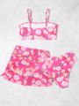 Teen Girls' Floral Print Swimsuit Set