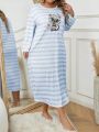Comfortable Printed Long Home Dress, Can Be Worn Outside