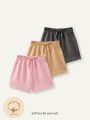 Cozy Cub Baby Girls' Solid Color Decorative Bowknot Casual Shorts 3pcs Outfit Set