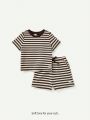 Cozy Cub Baby Boy Striped Pattern Round Neck Short Sleeves Top And Casual Shorts 2pcs/Set