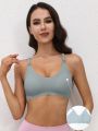 Maternity Solid Color Nursing Bra With Shell Edge Trim