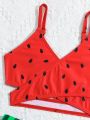 Little Girls' Watermelon Printed Swimsuit Set