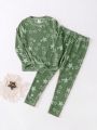 Big Girl's Two-piece Star Print Home Clothes Set