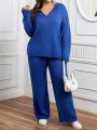 SHEIN LUNE Plus Size Monochrome Sweater Set