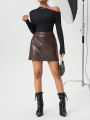 SHEIN Essnce Melaard Pu Leather Skirt